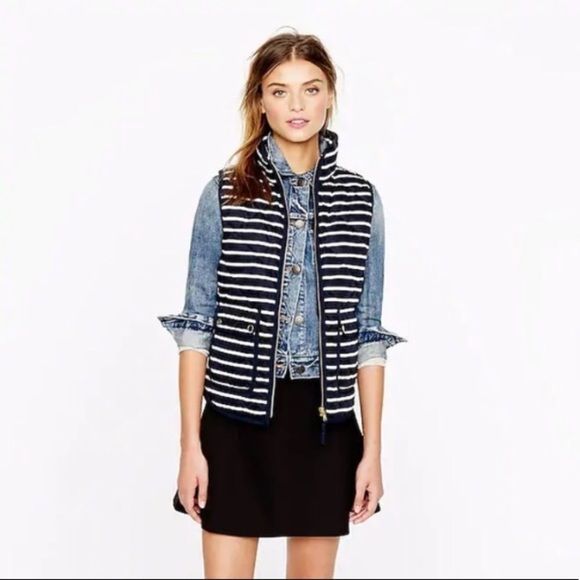 J.Crew Navy/White Striped Puffer Vest - Picture 2 of 10